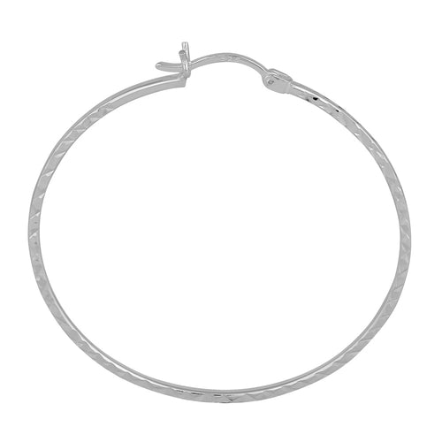 Sterling Silver 1.5MM x 45MM Diamond Cut Hoop Earrings