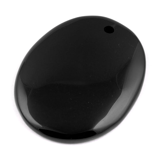 55X42MM Black Agate Oval Gem Stone Pendant