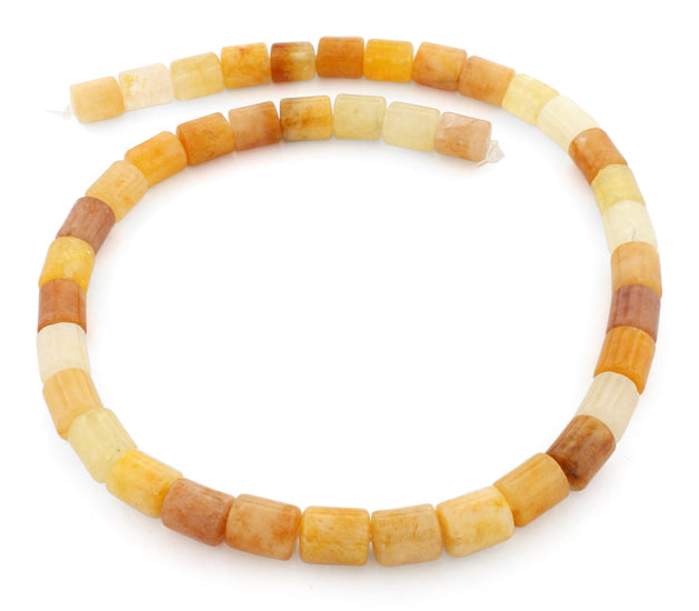 5x10mm Tube Yellow Jade Gem Stone Beads