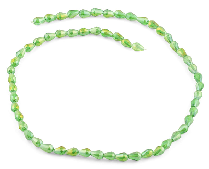 5x7mm Green Drop Faceted Crystal Beads