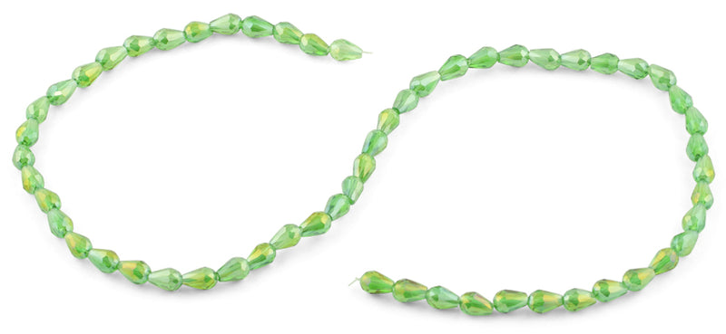 5x7mm Green Drop Faceted Crystal Beads