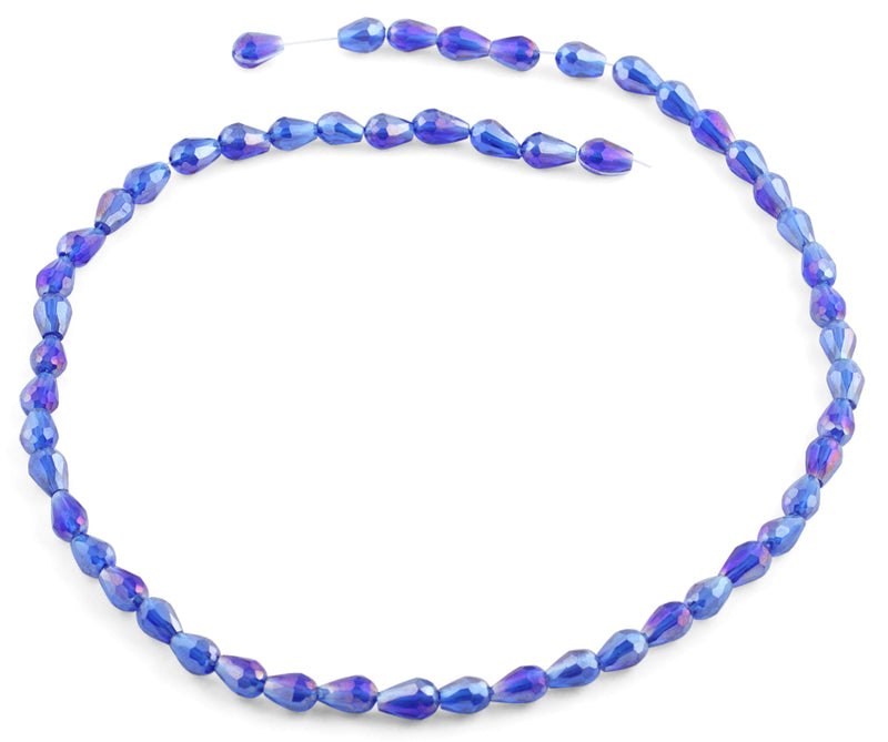 5x7mm Navy Blue Drop Faceted Crystal Beads