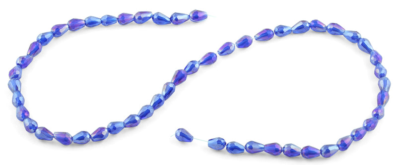 5x7mm Navy Blue Drop Faceted Crystal Beads