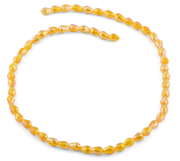 5x7mm Orange Drop Faceted Crystal Beads