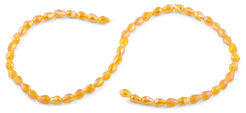 5x7mm Orange Drop Faceted Crystal Beads