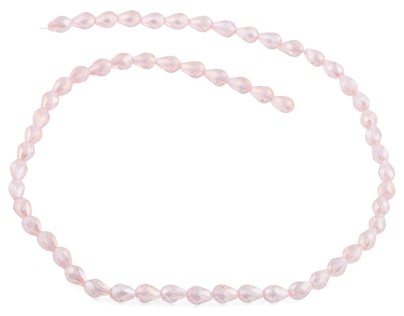 5x7mm Pink Drop Faceted Crystal Beads