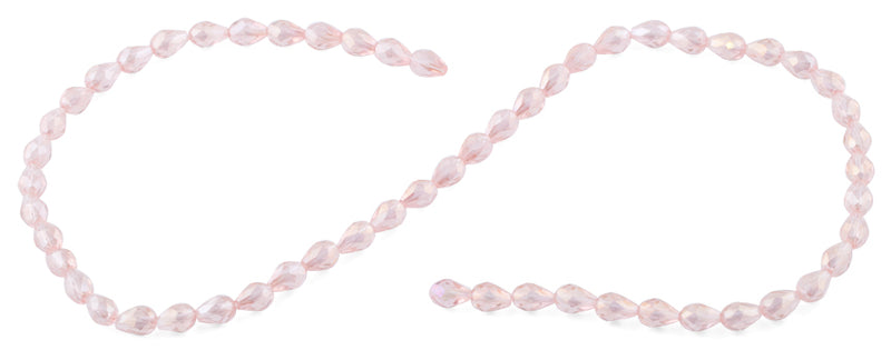 5x7mm Pink Drop Faceted Crystal Beads