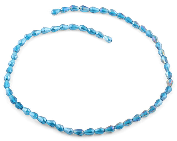 5x7mm Teal Drop Faceted Crystal Beads
