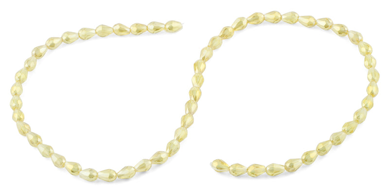 5x7mm Yellow Drop Faceted Crystal Beads