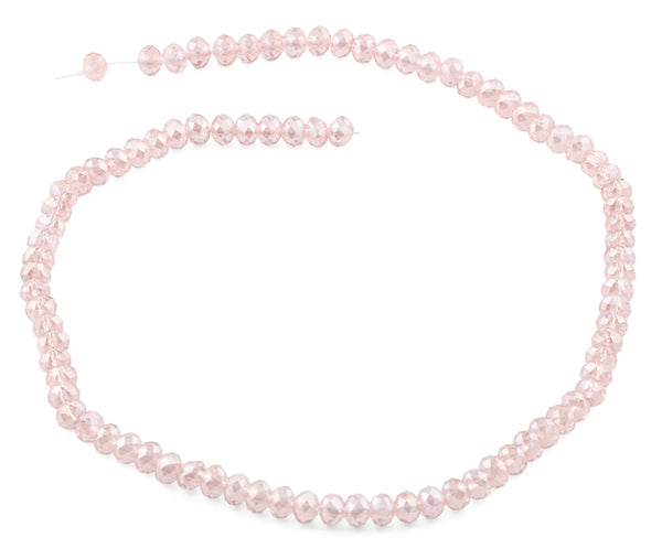 6-8mm Clear Rose Faceted Rondelle Glass Beads