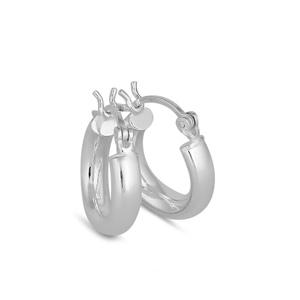 Sterling Silver 4.0MM x 16MM Hoop Earrings