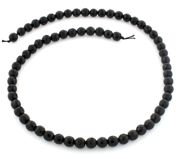 6mm Black Agate Faceted Gem Stone Beads