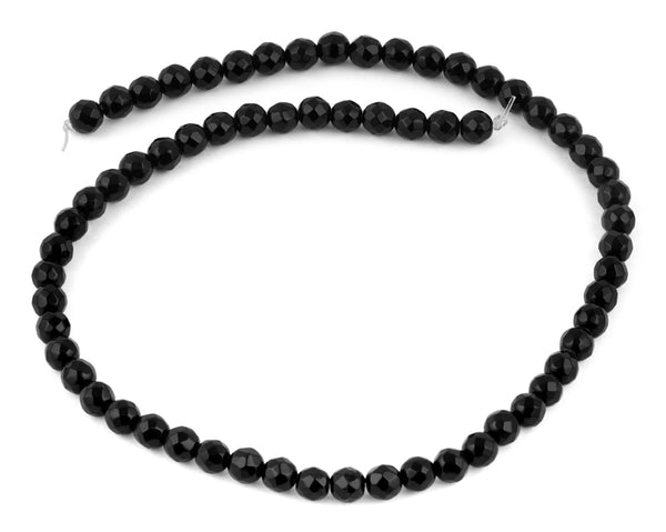 6mm Black Agate Faceted Gem Stone Beads