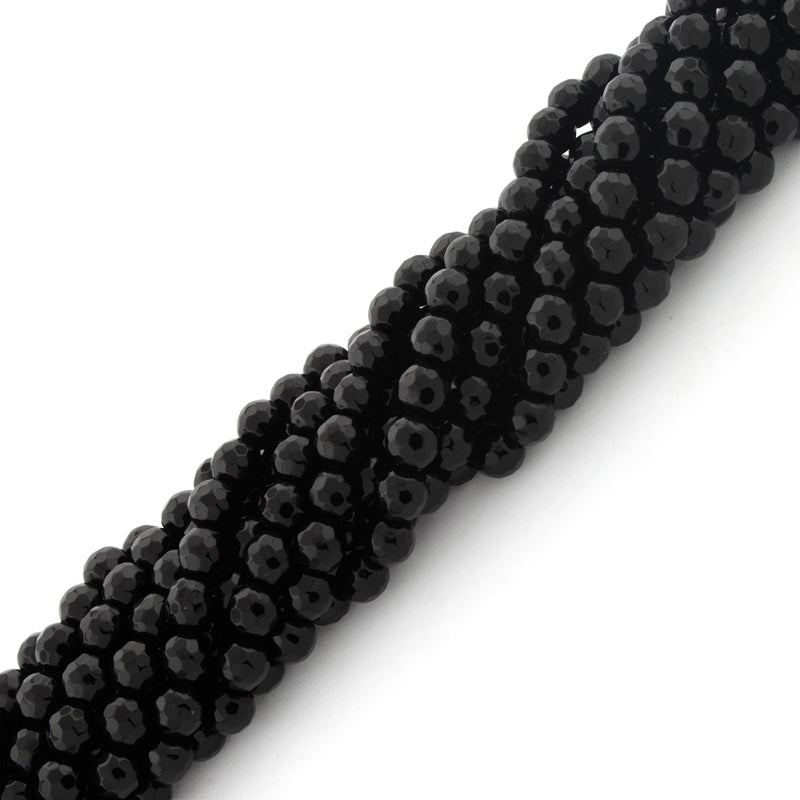 6mm Black Agate Faceted Gem Stone Beads