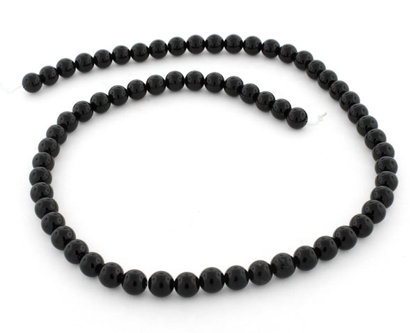 6mm Black Agate Round Gem Stone Beads