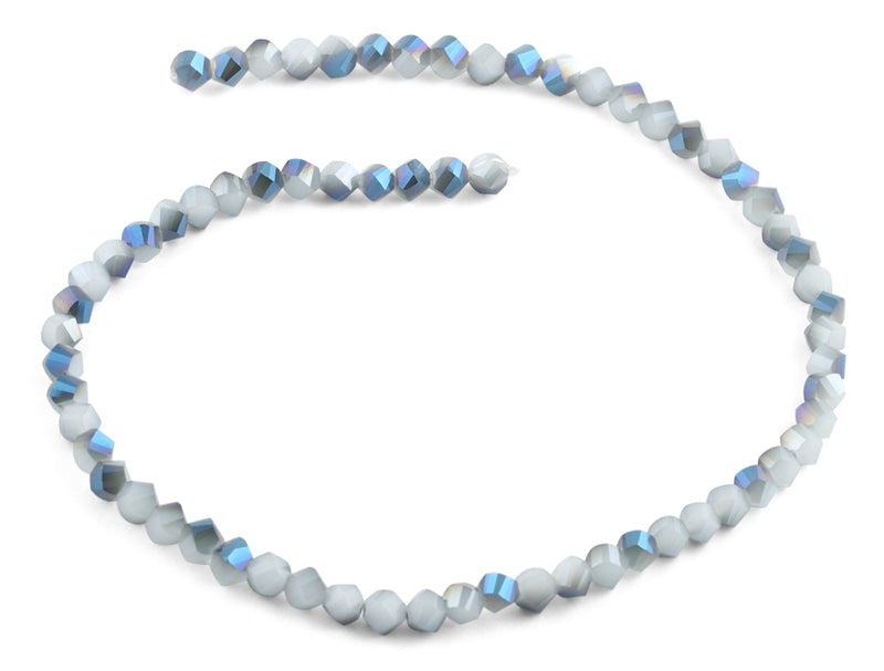 6mm Blue and Grey Twist Faceted Crystal Beads