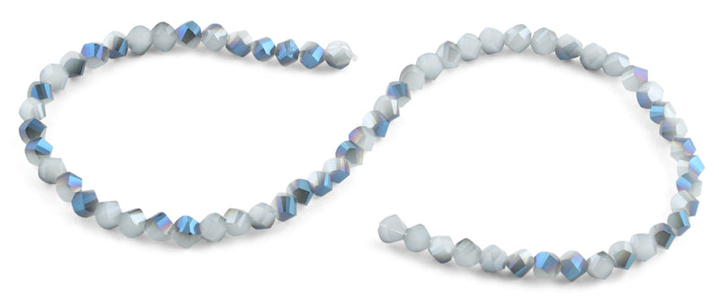 6mm Blue and Grey Twist Faceted Crystal Beads