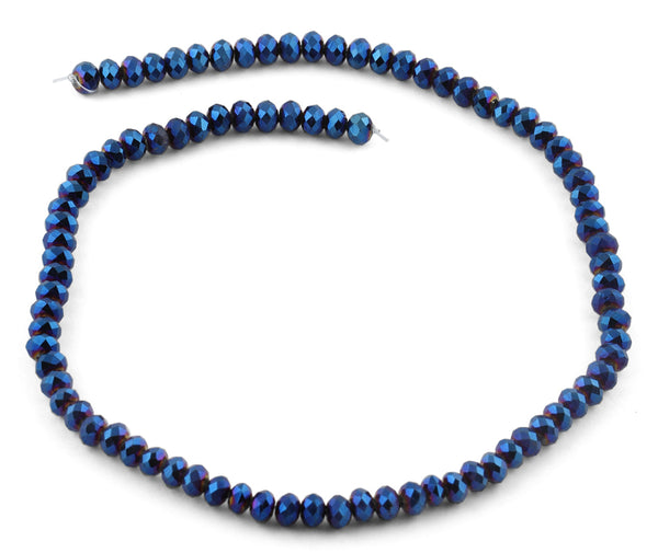 6mm Blue Faceted Rondelle Crystal Beads