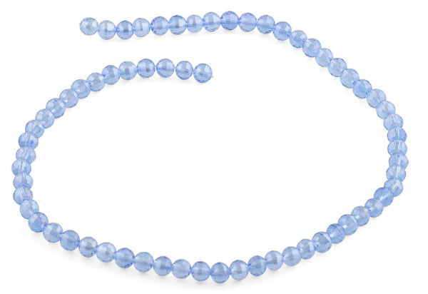 6mm Blue Round Faceted Crystal Beads