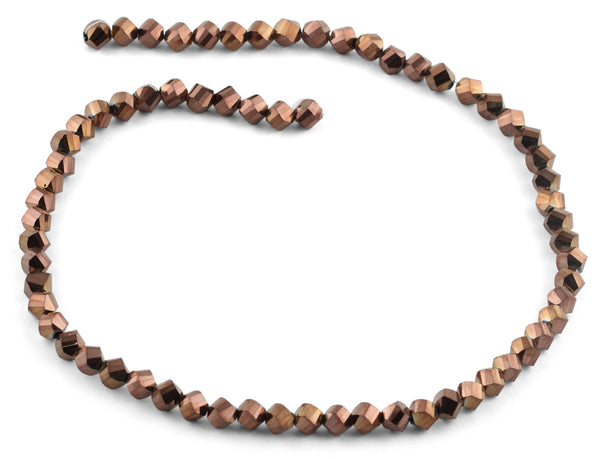 6mm Bronze Twist Faceted Crystal Beads