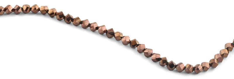 6mm Bronze Twist Faceted Crystal Beads