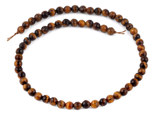 6mm Brown Tiger Eye Faceted Gem Stone Beads