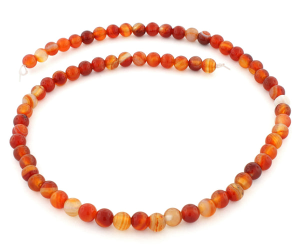 6mm Carnelian Round Gem Stone Beads