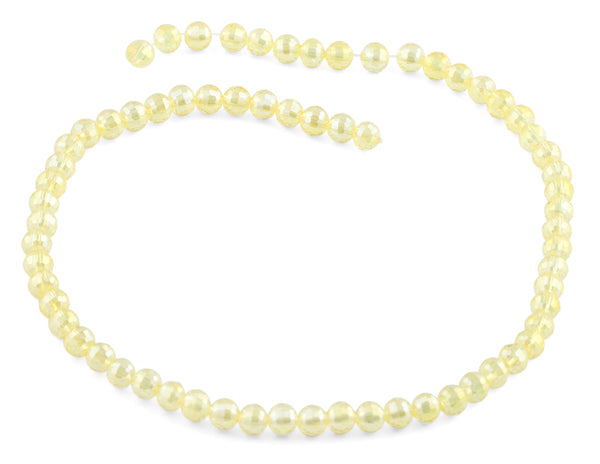 6mm Clear Yellow  Round Faceted Crystal Beads