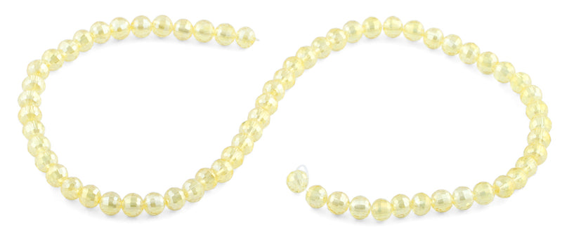 6mm Clear Yellow  Round Faceted Crystal Beads