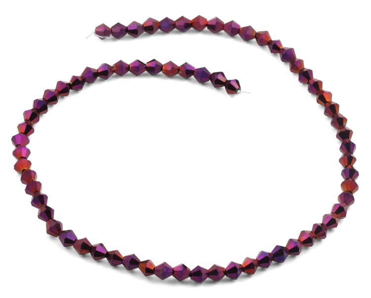 6mm Faceted Bicone Fuchsia Crystal Beads