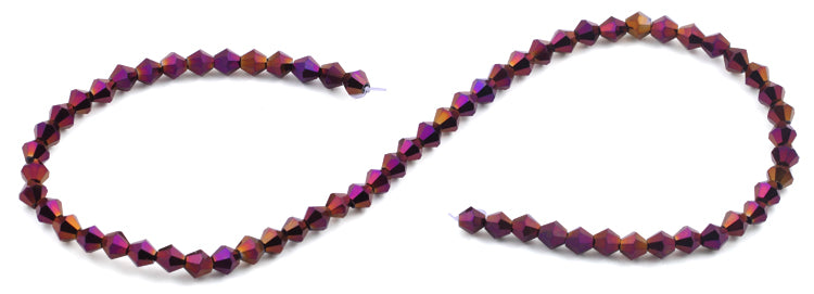 6mm Faceted Bicone Fuchsia Crystal Beads