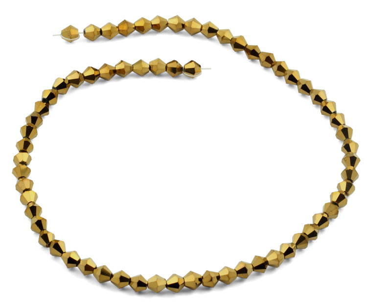 6mm Faceted Bicone Golden Crystal Beads