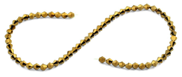 6mm Faceted Bicone Golden Crystal Beads