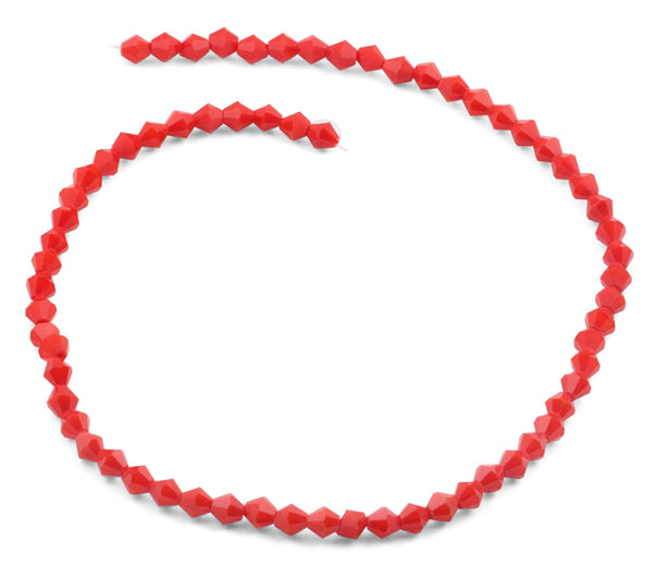 6mm Faceted Bicone Red-Orange Crystal Beads