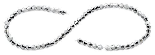 6mm Faceted Bicone Silver Crystal Beads