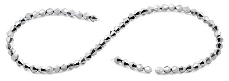 6mm Faceted Bicone Silver Crystal Beads