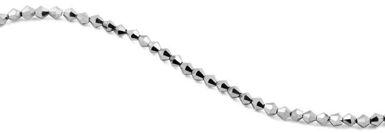 6mm Faceted Bicone Silver Crystal Beads