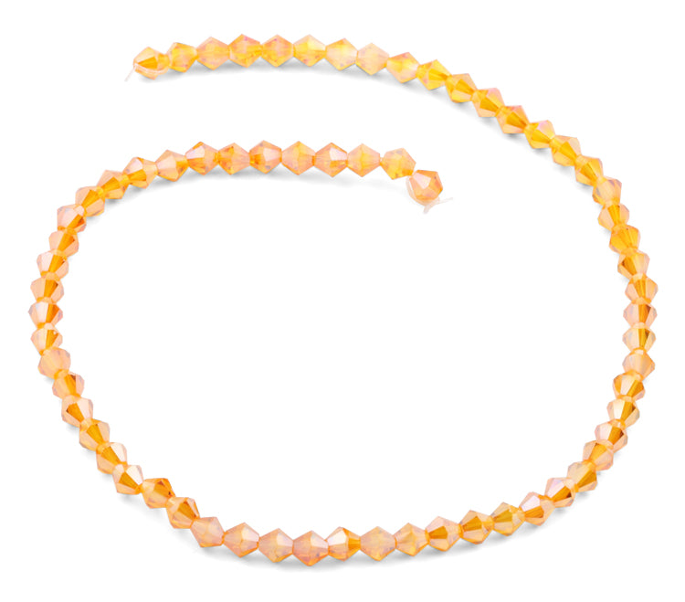 6mm Faceted Bicone Tangerine Crystal Beads