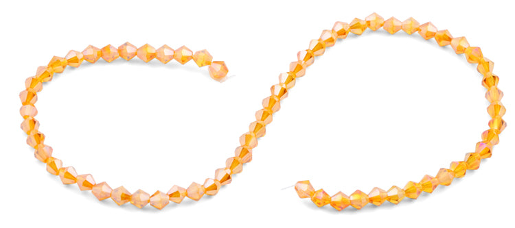 6mm Faceted Bicone Tangerine Crystal Beads