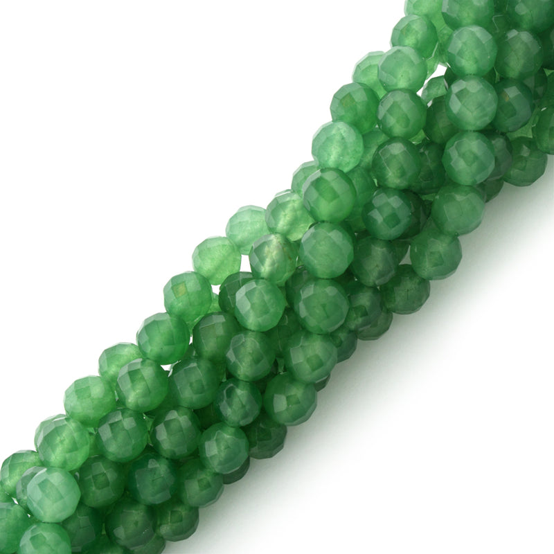 8mm Faceted Round Green Aventurine Gem Stone Beads