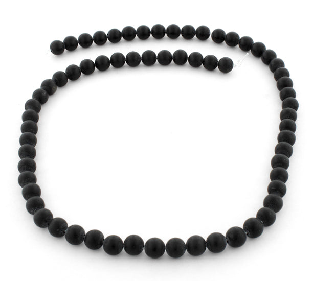 6mm Frosted Black Round Gem Stone Beads