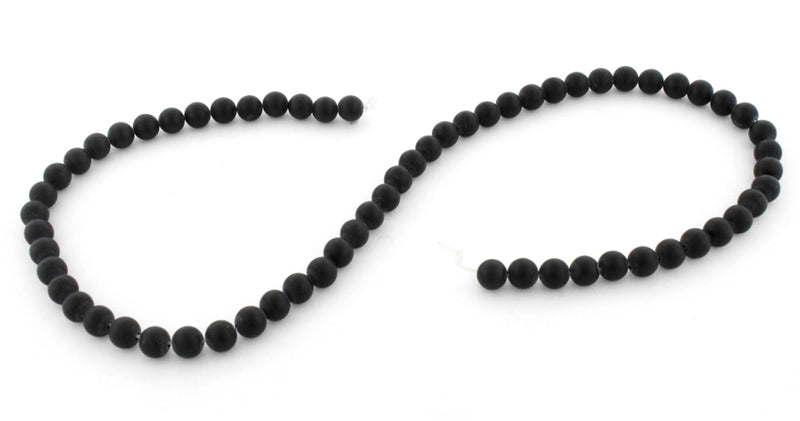 6mm Frosted Black Round Gem Stone Beads