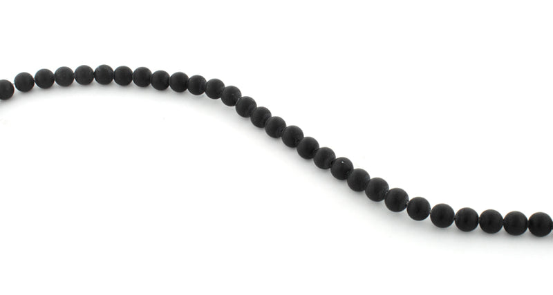 6mm Frosted Black Round Gem Stone Beads