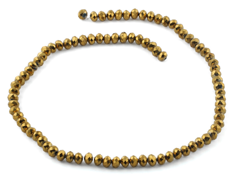 6mm Gold Faceted Rondelle Crystal Beads