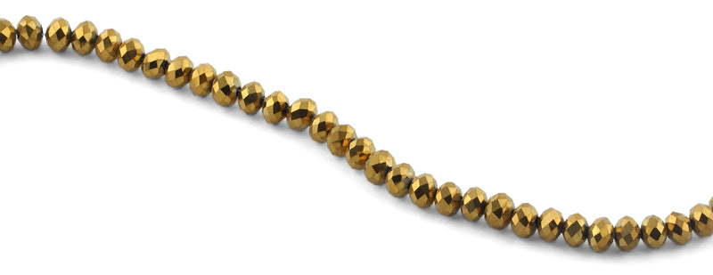 6mm Gold Faceted Rondelle Crystal Beads