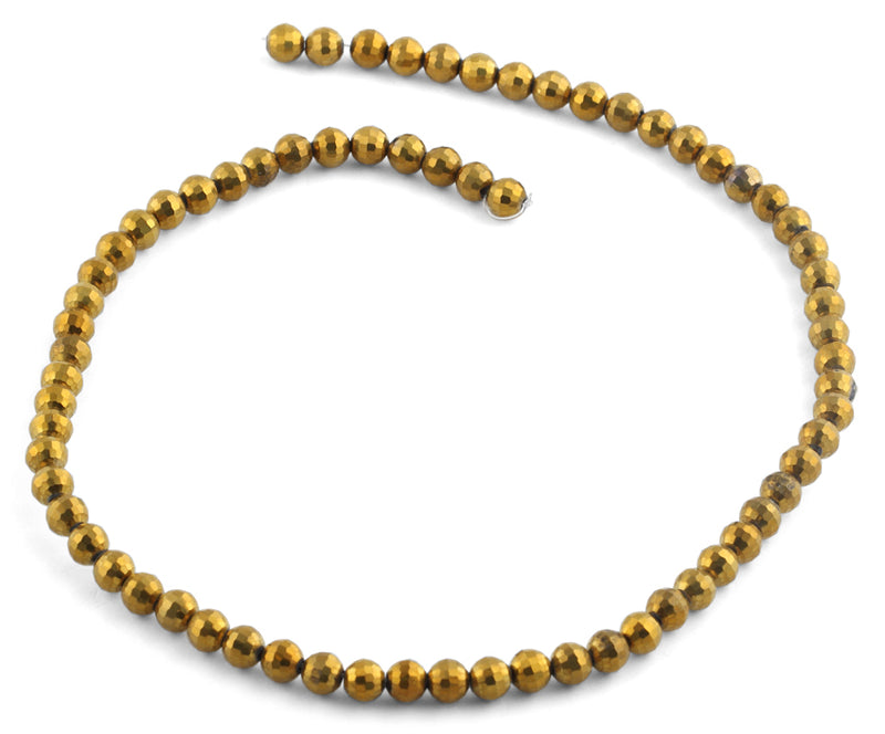 6mm Gold Faceted Round Crystal Beads