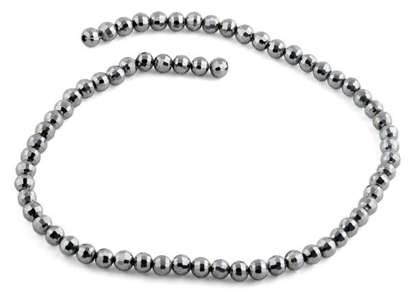 6mm Grey Round Faceted Crystal Beads