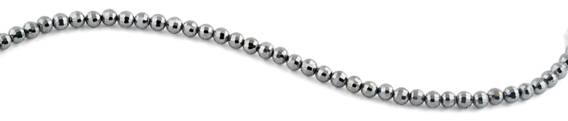 6mm Grey Round Faceted Crystal Beads