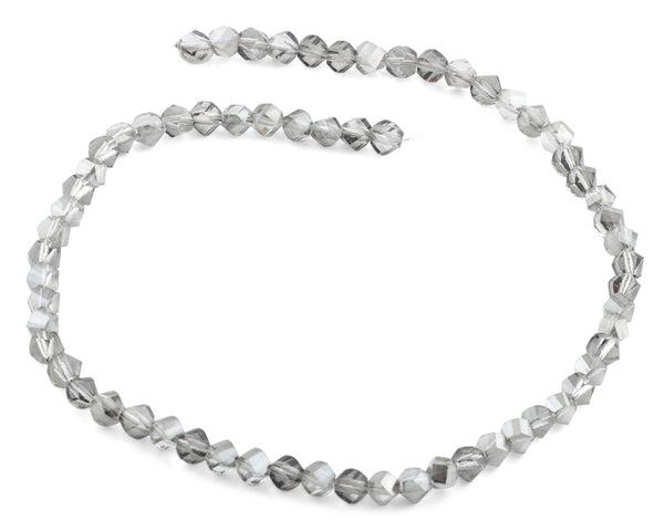 6mm Grey Twist Faceted Crystal Beads