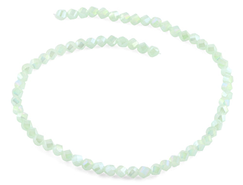 6mm Light Green Twist Faceted Crystal Beads